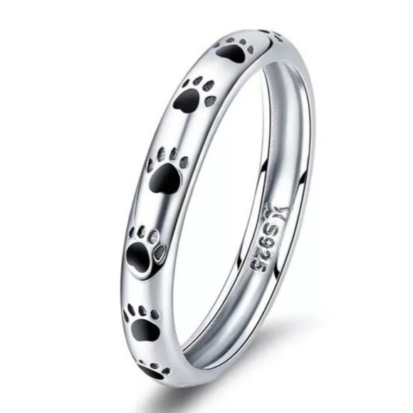Sterling Silver Paw Print Eternity Band - Picture 8 of 8